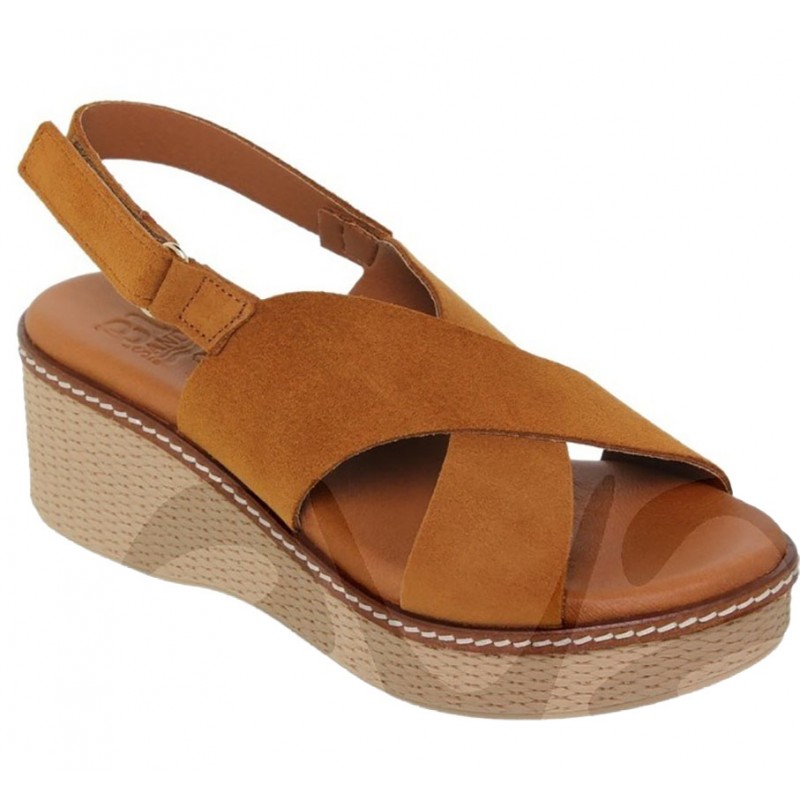 BLUSANDAL:372 BRANDY COLOR NATURAL LEATHER PLATFORM SANDAL. BLUSANDAL:372 BRANDY COLOR NATURAL LEATHER PLATFORM SANDAL.