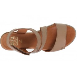 BLUSANDAL:12614 SANDALIA CUÑA PIEL NATURAL COLOR BEIG.