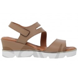 BLUSANDAL:12614 SANDALIA CUÑA PIEL NATURAL COLOR BEIG.