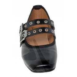 BALLET FLAT:16055 ALL NATURAL LEATHER COLOR BLACK.