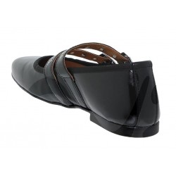 BALLET FLAT:16055 ALL NATURAL LEATHER COLOR BLACK.