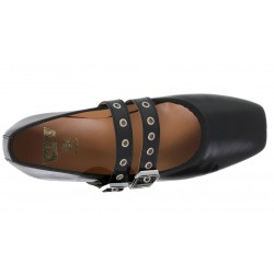 BALLET FLAT:16055 ALL NATURAL LEATHER COLOR BLACK.