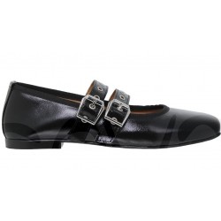 BALLET FLAT:16055 ALL NATURAL LEATHER COLOR BLACK.