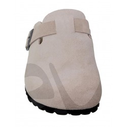 BIO ANATOMIC CLOSED TOE BEIGE LEATHER MEN'S CLOGS.