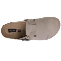 BIO ANATOMIC CLOSED TOE BEIGE LEATHER MEN'S CLOGS.