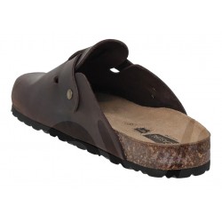 BIO ANATOMIC CLOSED TOE BROWN LEATHER MEN'S CLOGS.