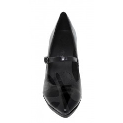 DESIREE SYRA46: BLACK LEATHER HIGH HEEL 8.5CM.