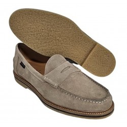 Men's Suede Leather Loafer with Mask, Stone Color
